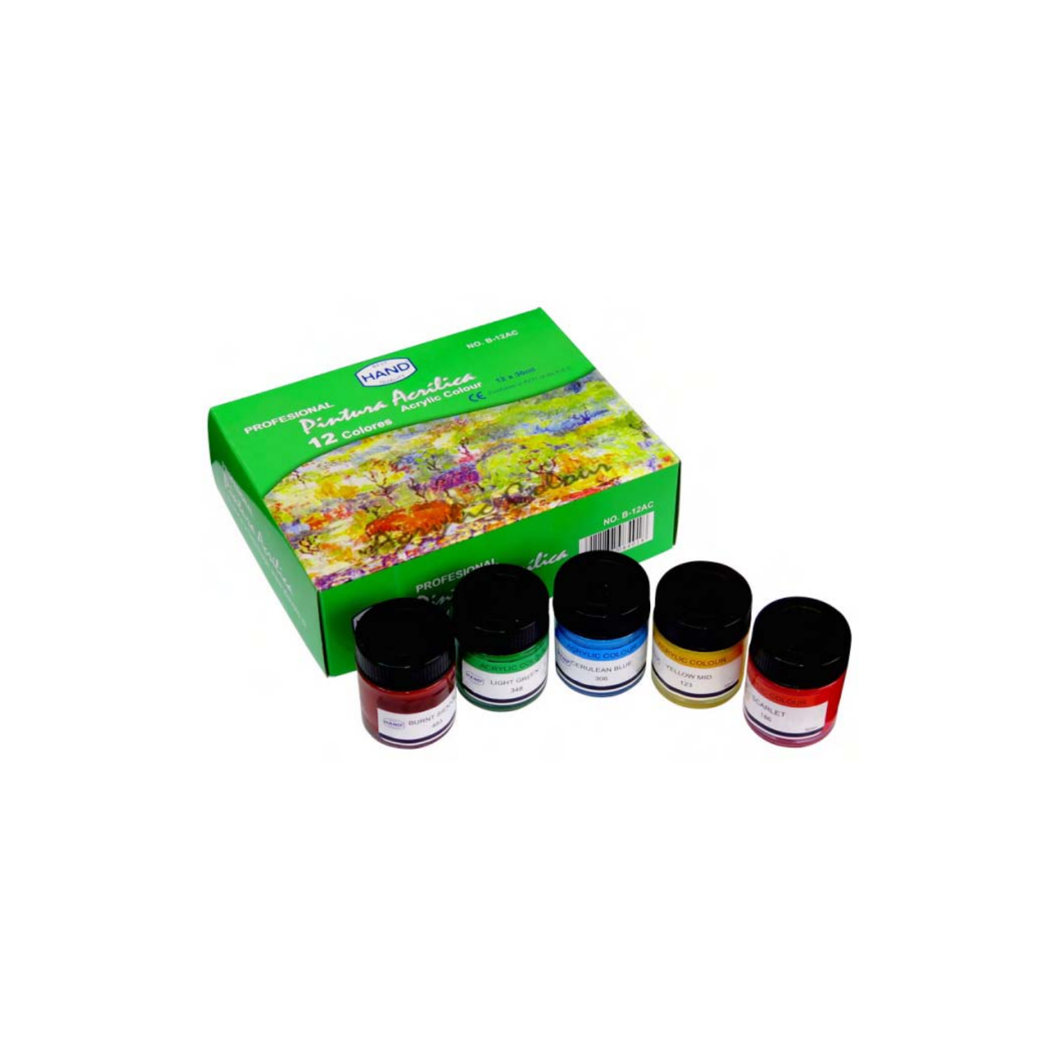 PINTURA HAND ACRÍLICA CAJA 12 UNIDADES MULTICOLOR - 1