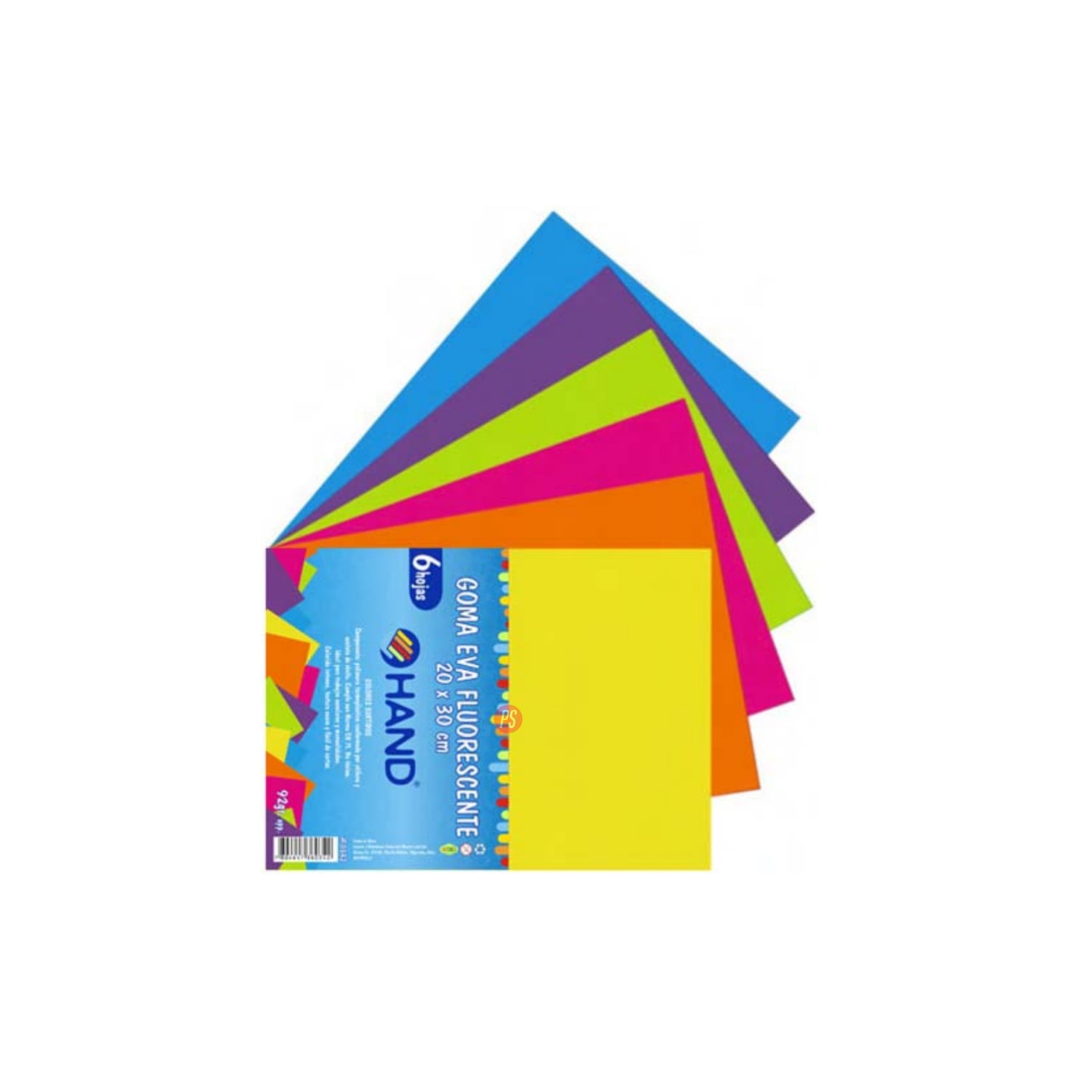 PACK HAND 60 HOJAS GOMA EVA FLUORESCENTE 20X30CMS COLORES - 2