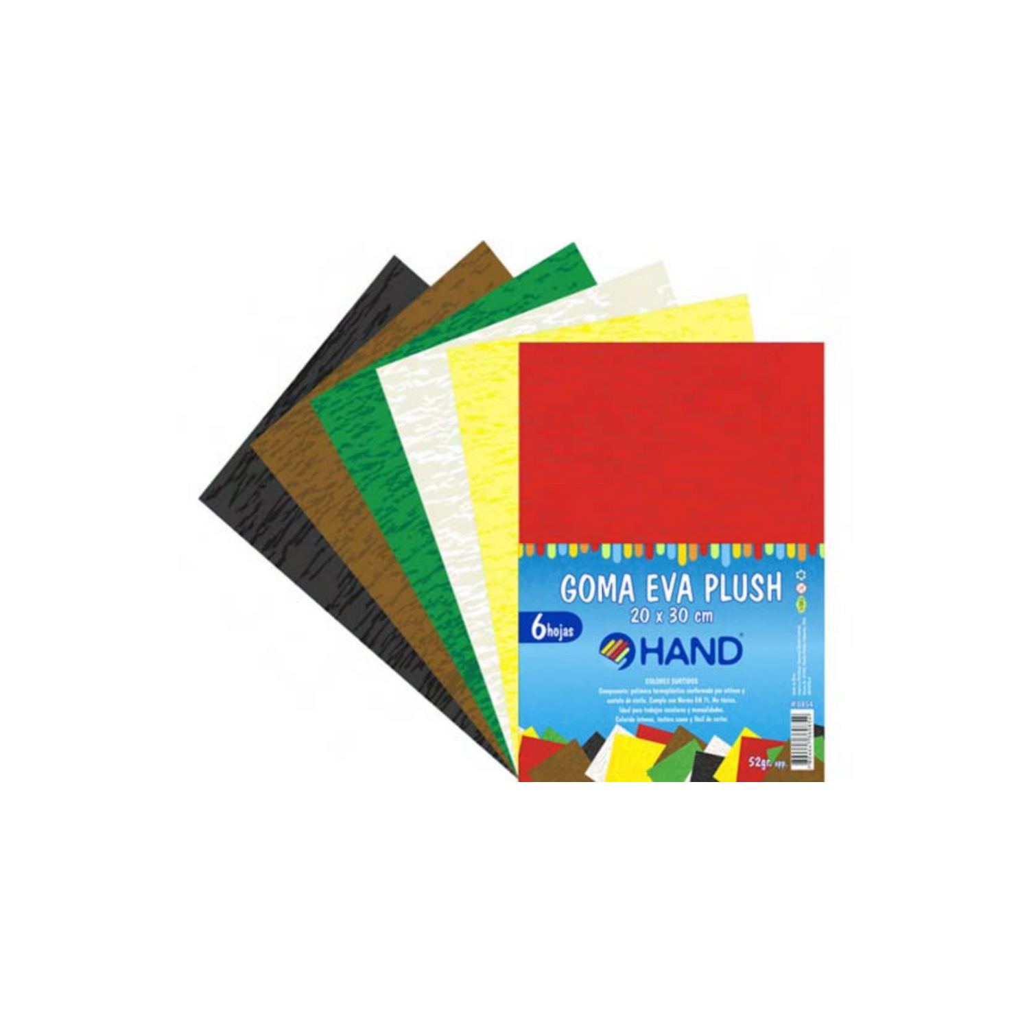 PACK HAND 60 HOJAS GOMA EVA PLUSH 20X30CMS COLORES - 1