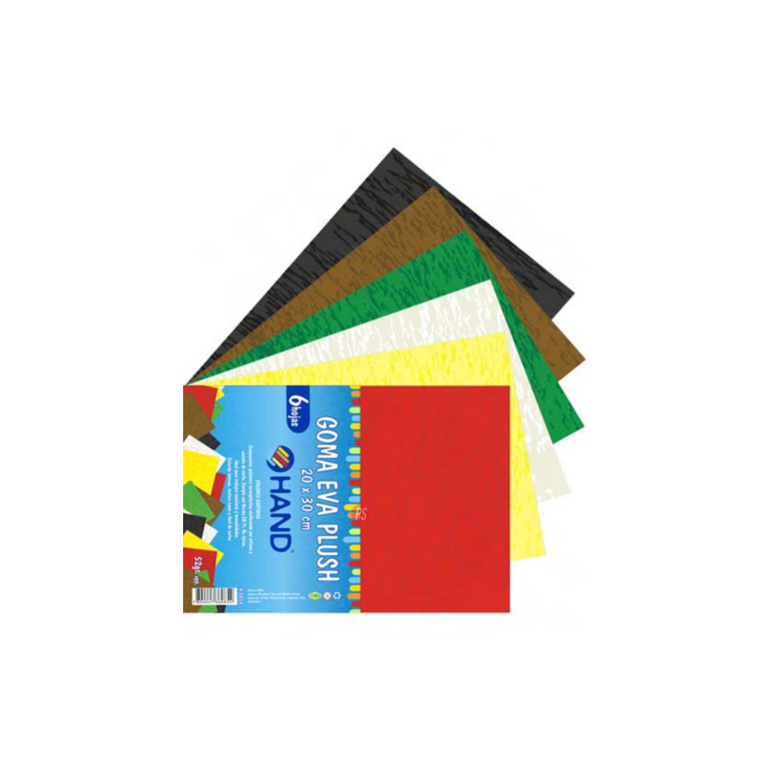 PACK HAND 60 HOJAS GOMA EVA PLUSH 20X30CMS COLORES - 2