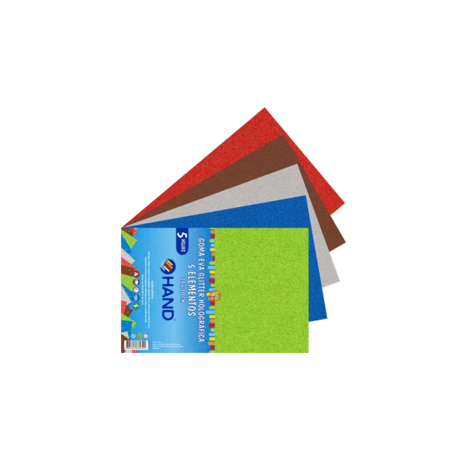 PACK HAND 50 HOJAS GOMA EVA GLITTER HOLOGRÁFICA 20X30CMS COLORES - 2