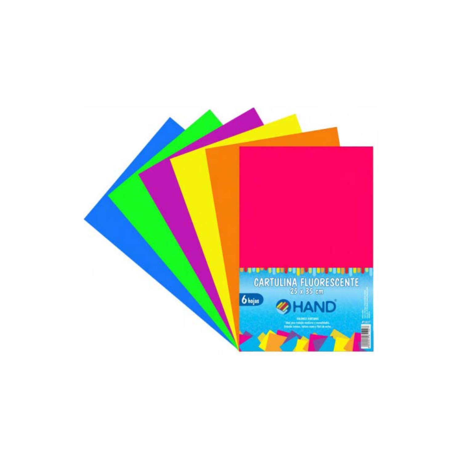 PACK HAND 60 HOJAS CARTULINAS FLUORESCENTE 25X35CMS COLORES - 1