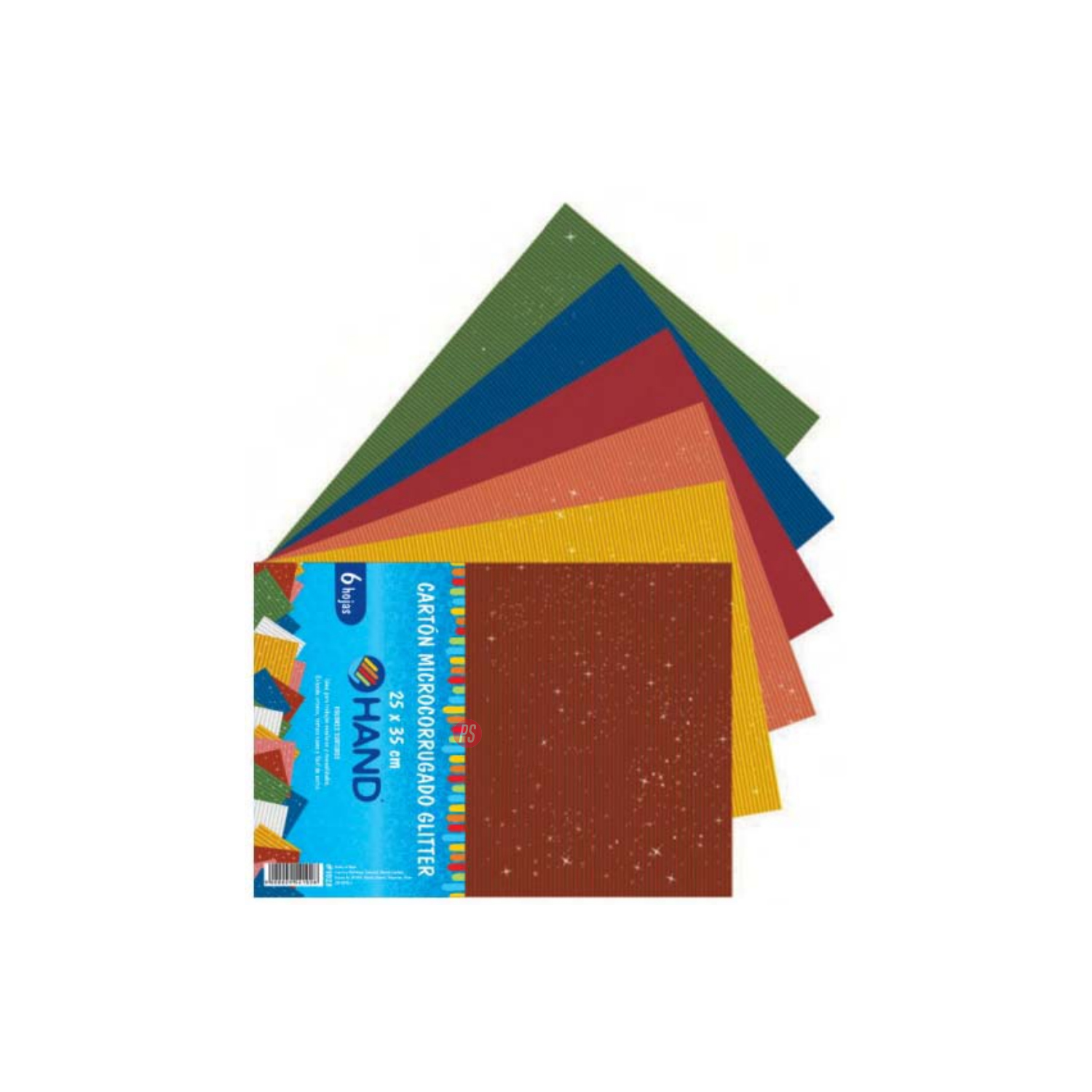 PACK HAND 60 HOJAS CARTÓN MICROCORRUGADO GLITTER 25X35 CMS COLORES - 2