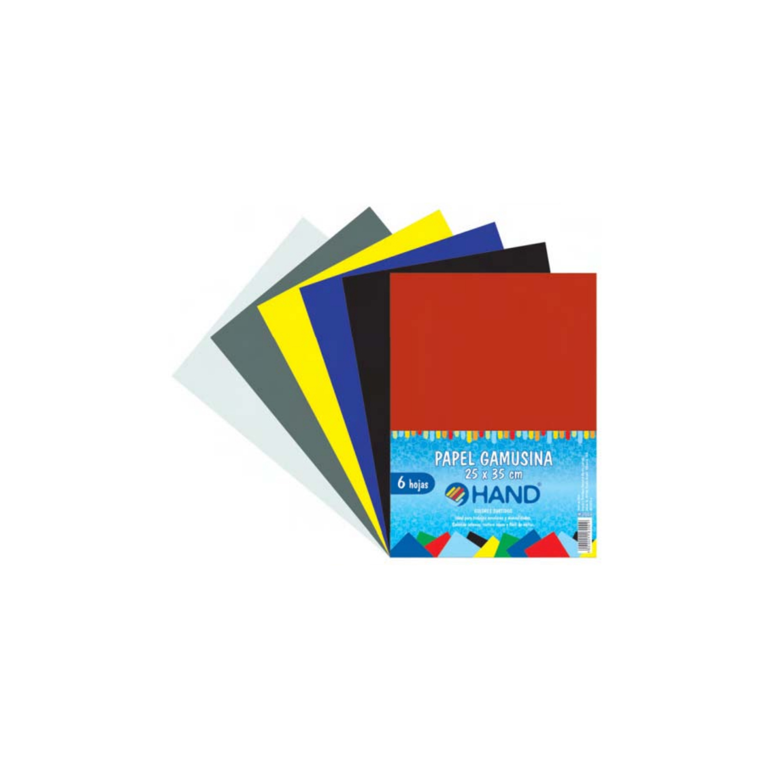PACK PAPEL HAND 60 HOJAS GAMUSINA 25X35CMS COLORES - 1