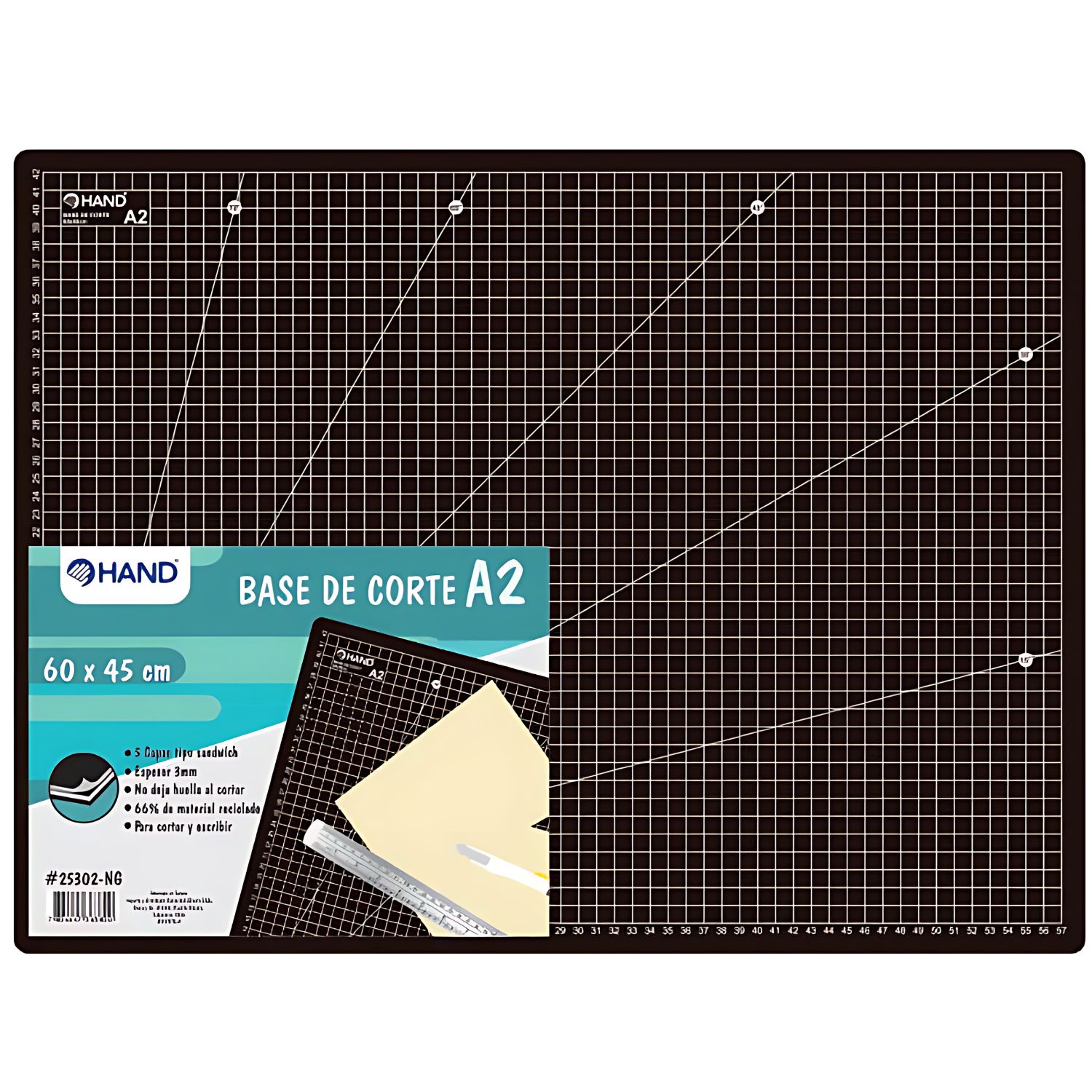BASE CORTE HAND A2 60X45CM 3MM NEGRO - 1