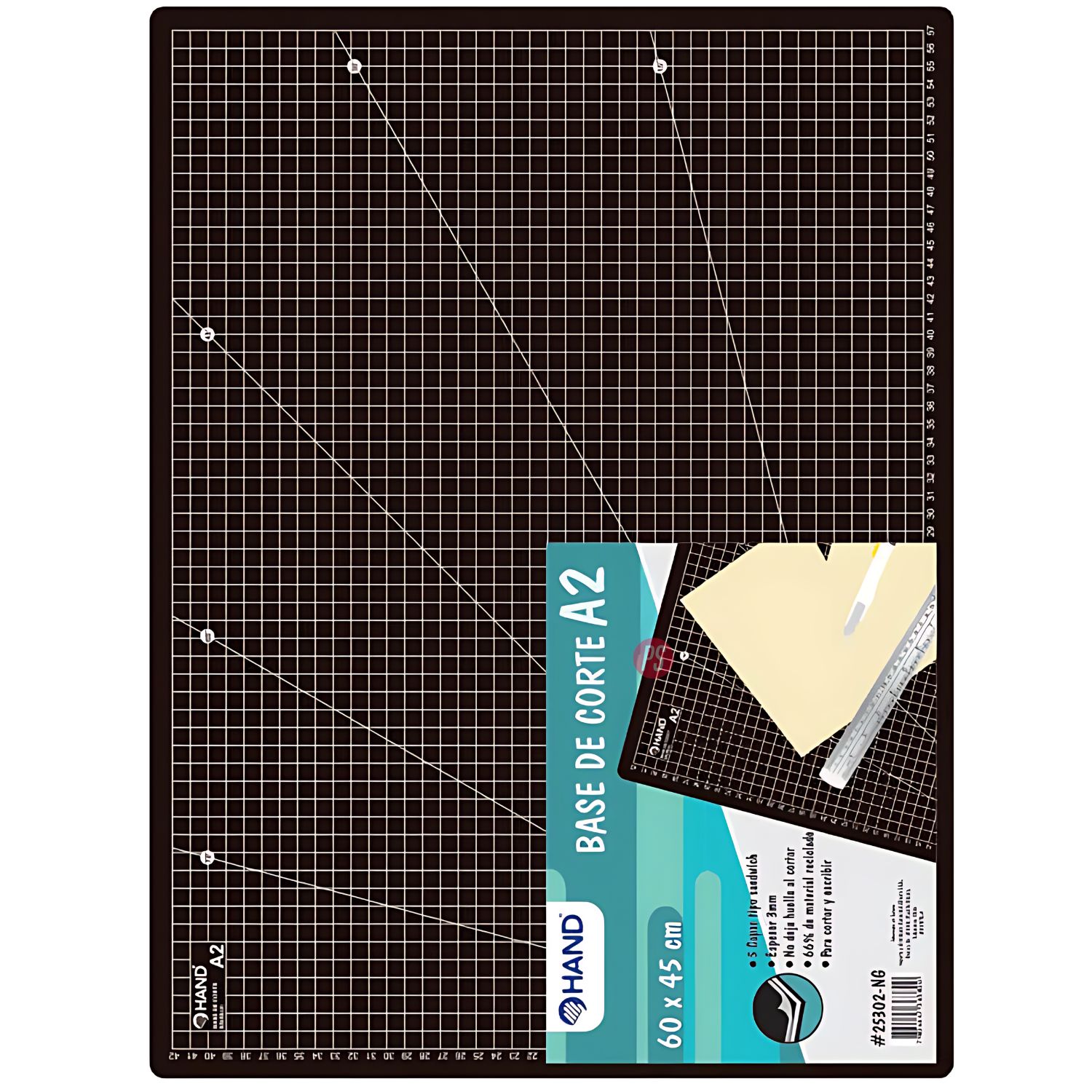 BASE CORTE HAND A2 60X45CM 3MM NEGRO - 2
