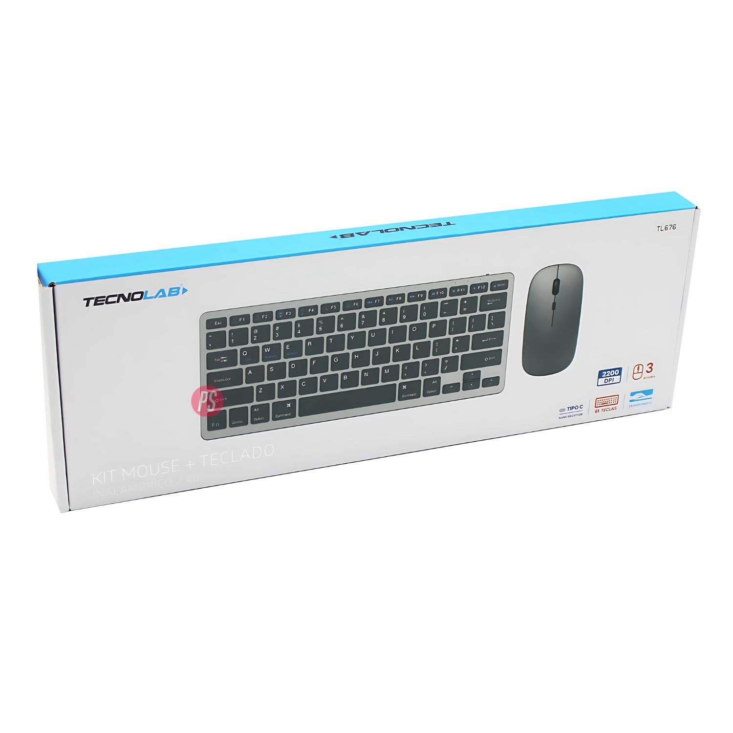 KIT TECLADO + MOUSE INALÁMBRICO USB-C CONFORTABLE - PS - 4