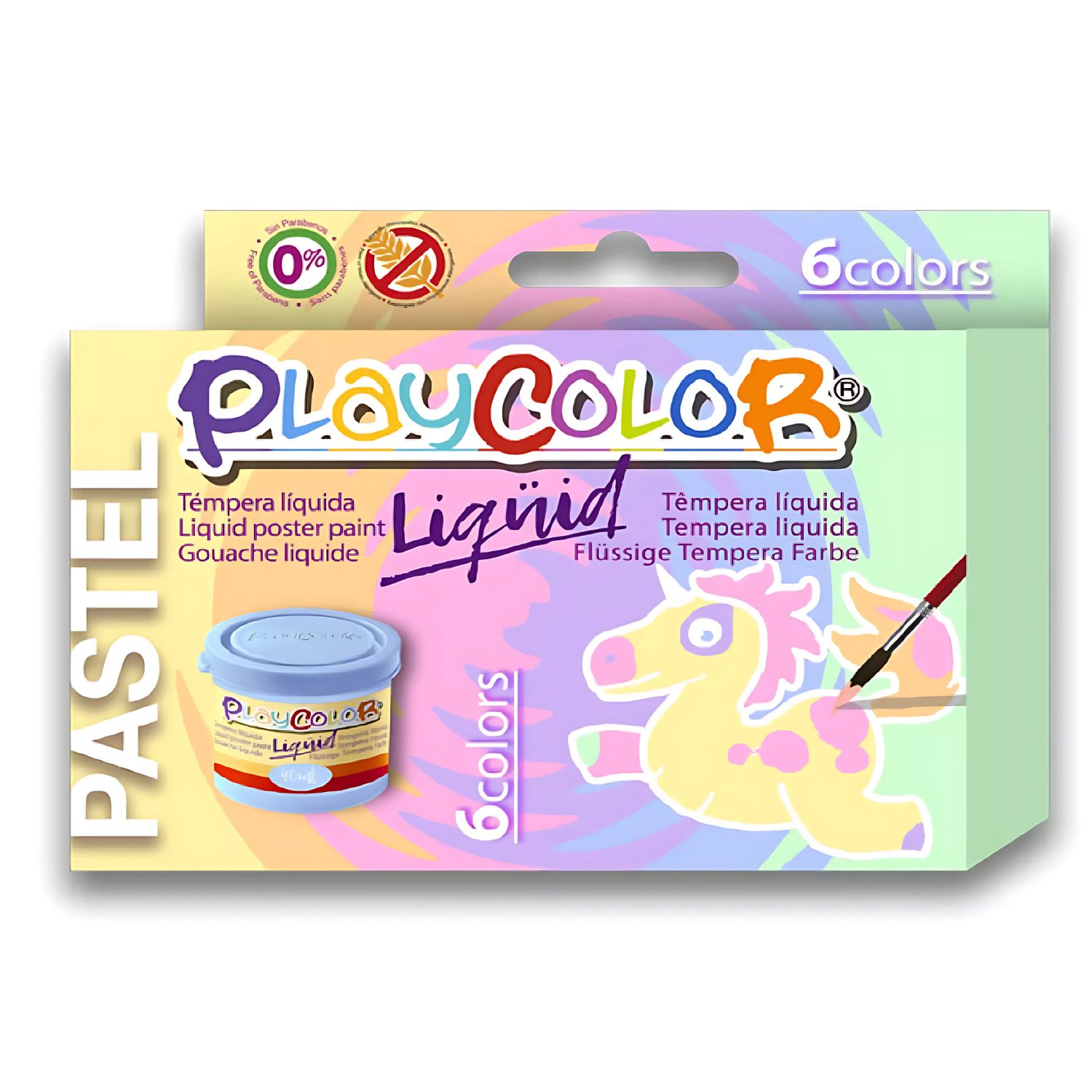 CAJA 6 TEMPERAS LÍQUIDAS PASTEL 40ML COLORES INTENSOS - PS - 1