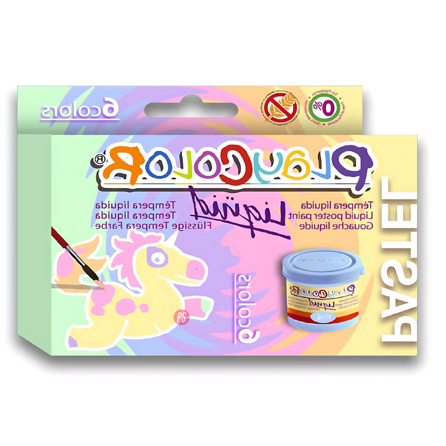 CAJA 6 TEMPERAS LÍQUIDAS PASTEL 40ML COLORES INTENSOS - PS - 2