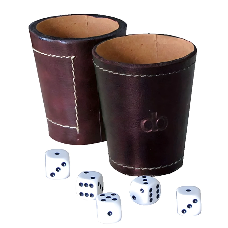 Vaso Cacho Cuero Dommo Burano Café + 5 Dados - PS - 1