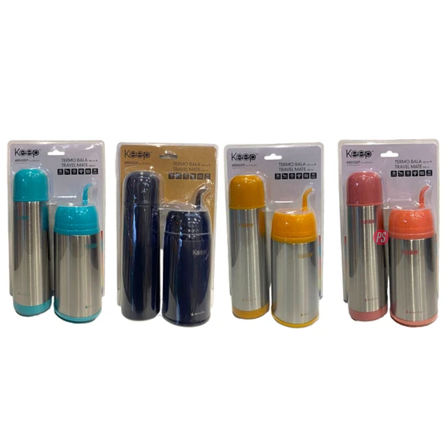 SET TERMO BALA + TRAVEL MATE DOBLE PARED NEGRO KEEP - PS - 2
