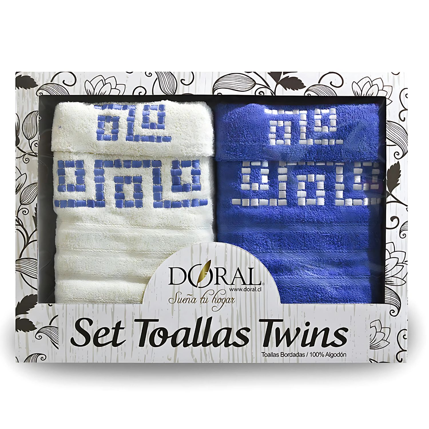 SET 4 TOALLAS JACQUARD AZUL BORDADA DORAL SOFT TOUCH - PS - 1
