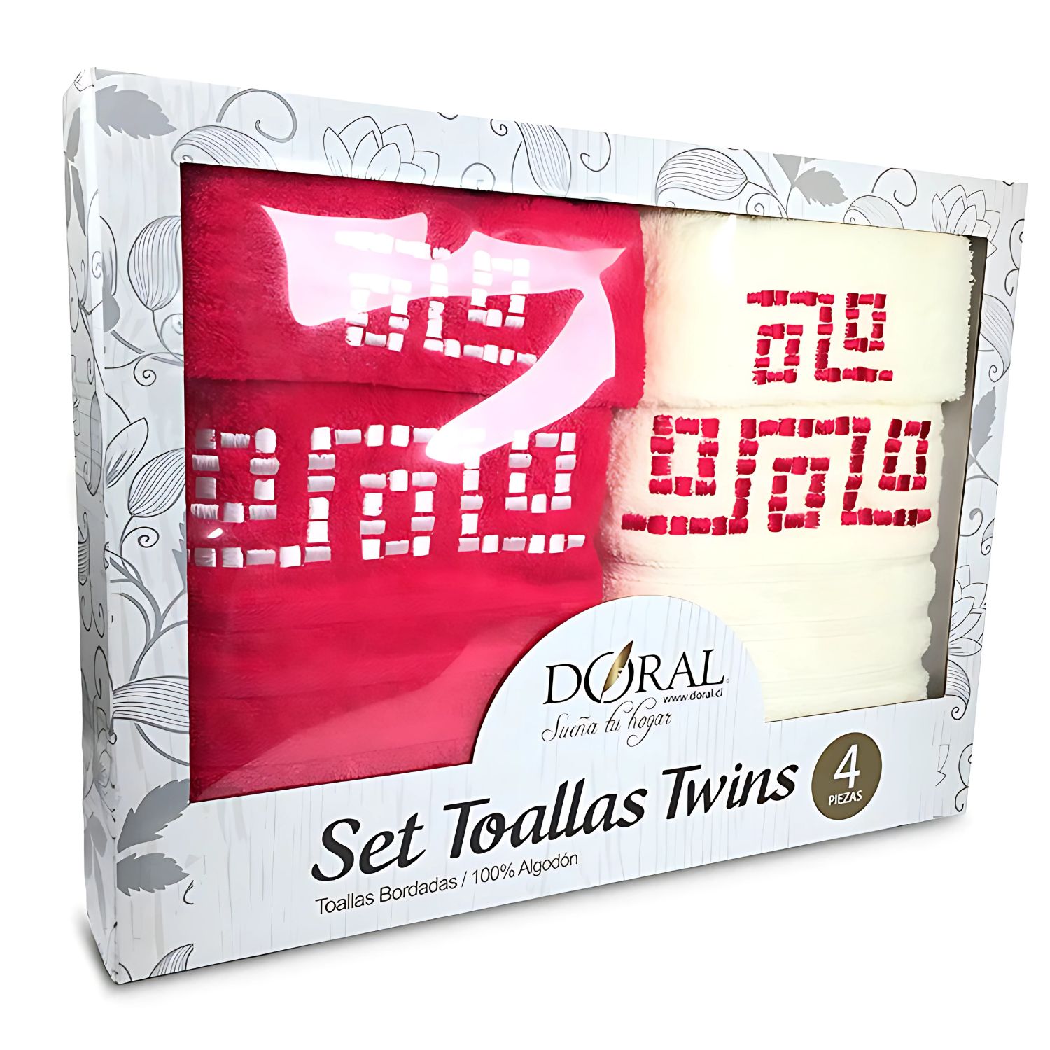 SET 4 TOALLAS JACQUARD FUCSIA BORDADA DORAL SOFT TOUCH - PS - 1