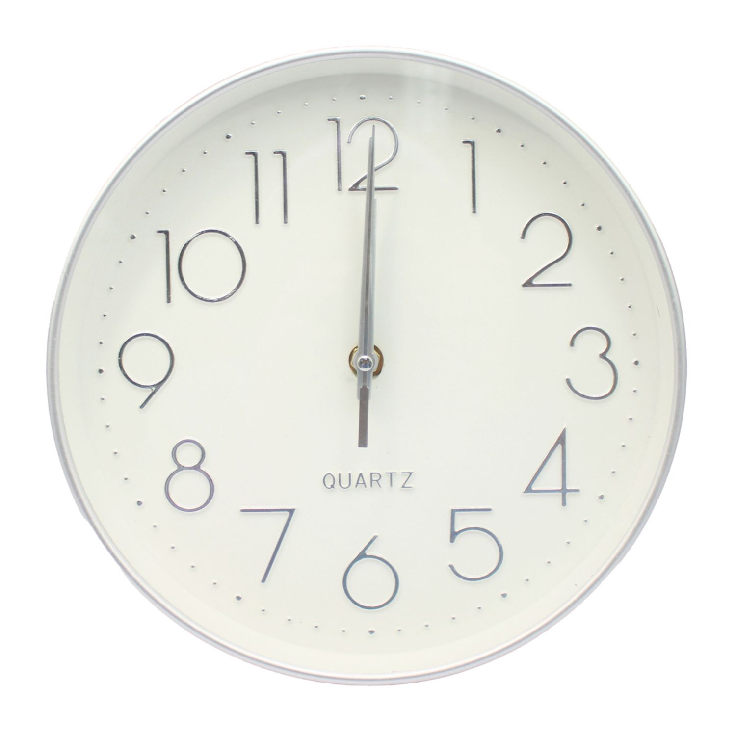 RELOJ DE PARED EN COLOR BLANCO SILVER 25CM DECORATIVO Y MODERNO - PS - 1