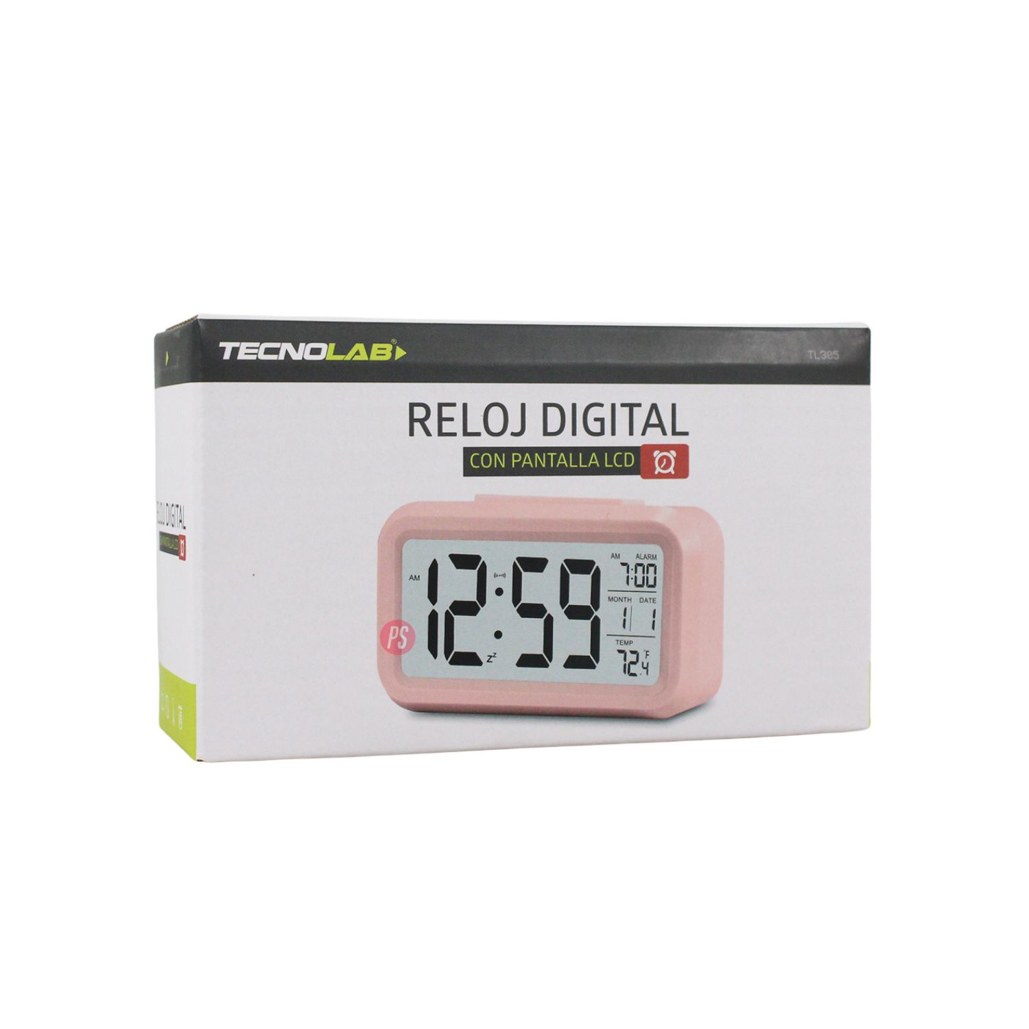 RELOJ DIGITAL LCD ROSADO CON ALARMA Y TERMOMETRO - PS - 3