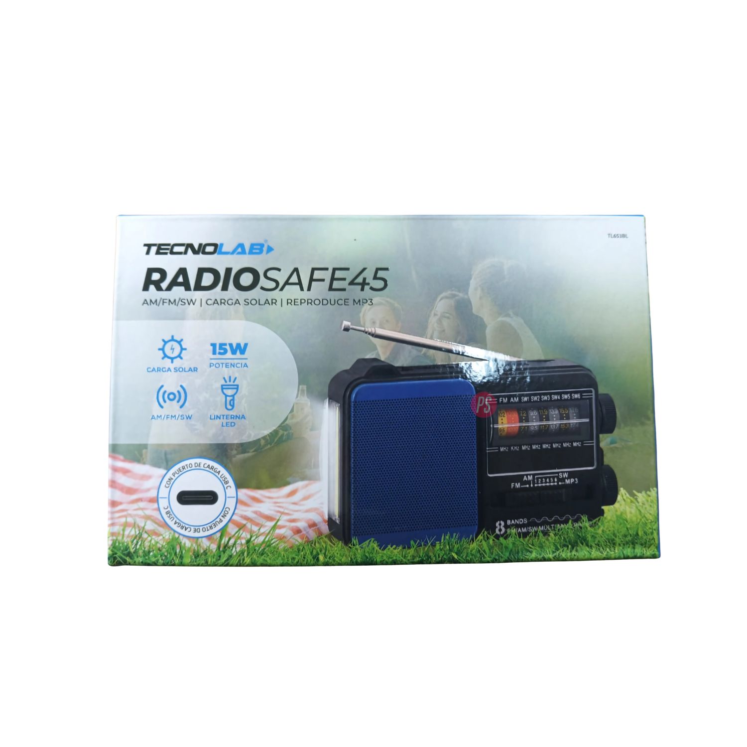RADIO PORTATIL SOLAR AMFMSW LED 5W AZUL - PS - 2