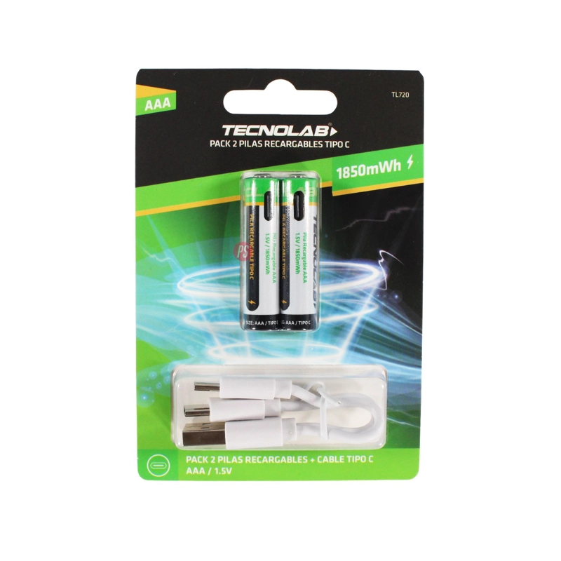 PACK 2 PILAS AAA RECARGABLES CON USB-C - PS - 3