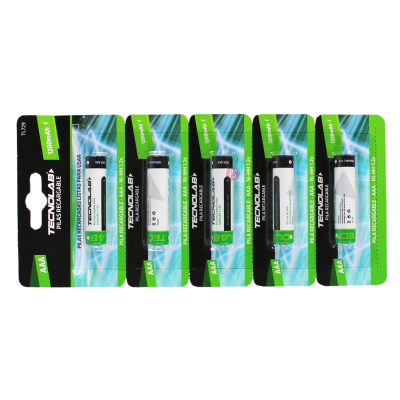 PACK 5 PILAS AAA RECARGABLES 1200MAH - PS - 2