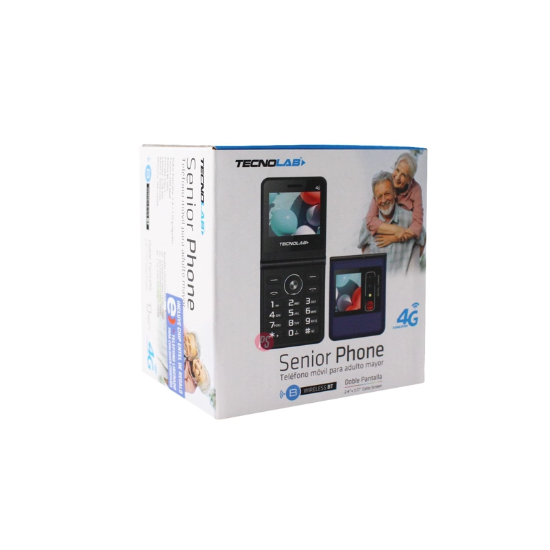 TELE FONO SENIOR 4G SOS DUAL SIM PANTALLA DOBLE NEGRO - PS - 4