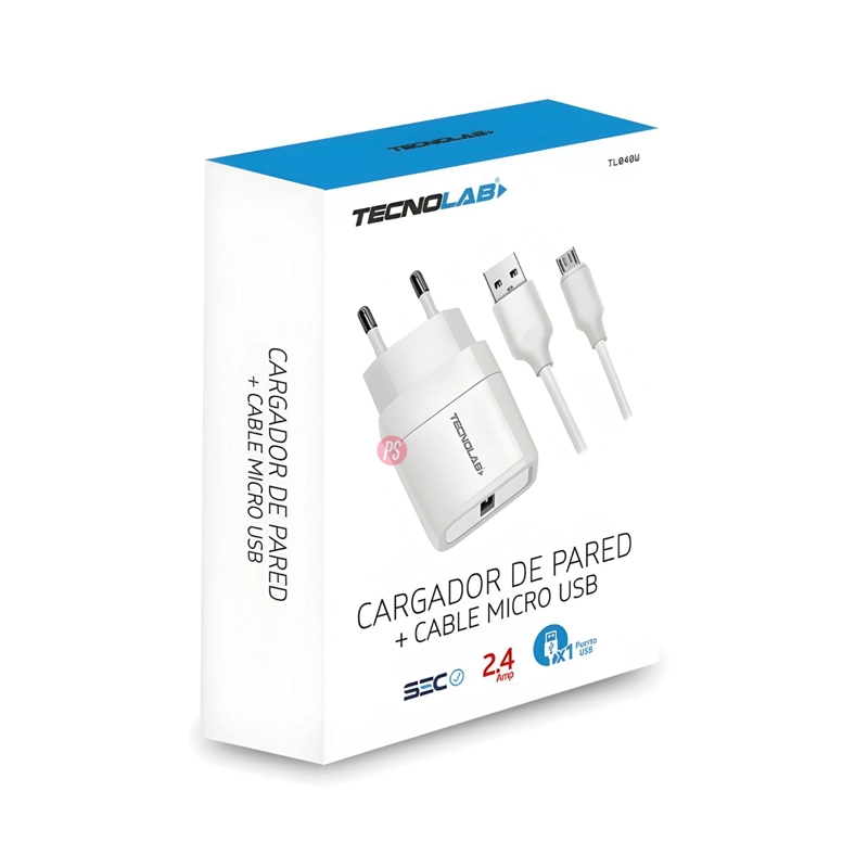 CARGADOR USB 12W CON CABLE MICRO USB CERTIFICADO - PS - 4