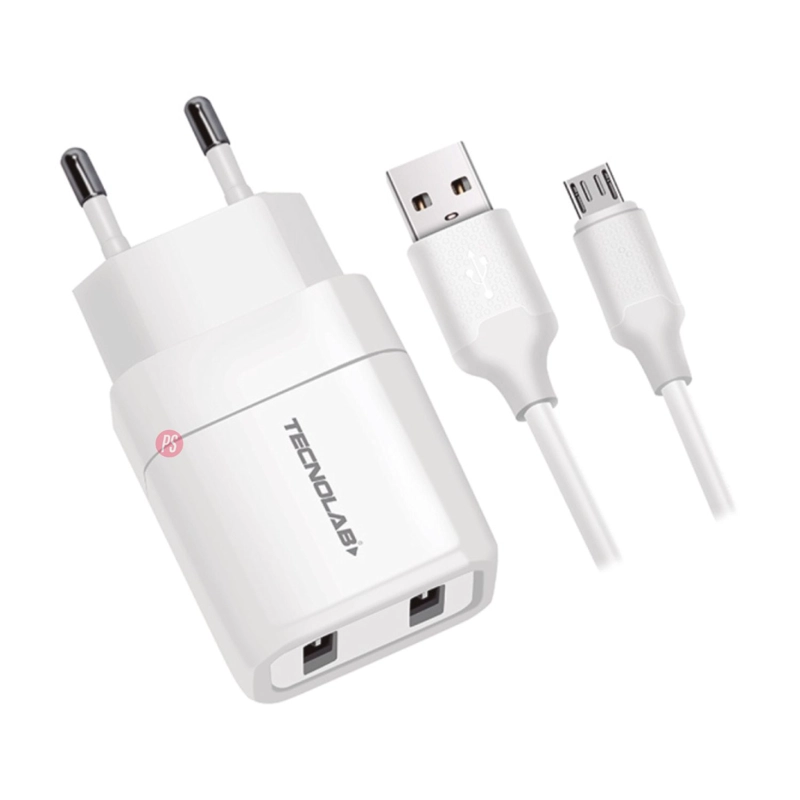 CARGADOR DUAL USB 12W + CABLE MICRO USB CERTIFICADO SEC - PS - 3