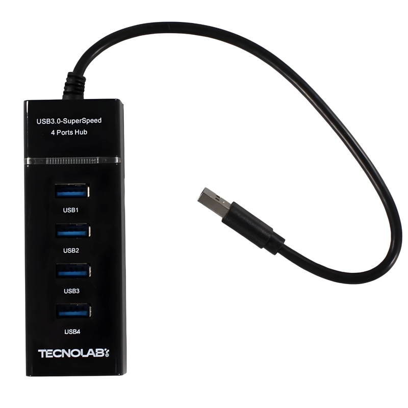 HUB USB SUPERSPEED 4 PUERTOS 5GBPS CON PROTECCION Y LED - PS