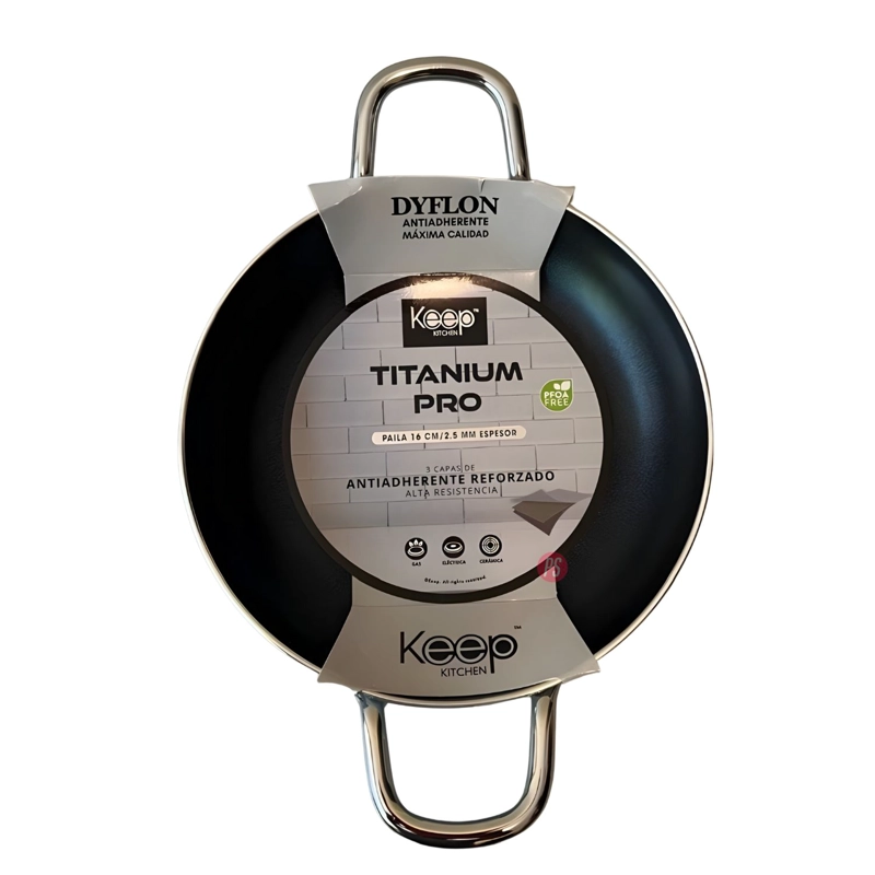 PAILA ANTIADHERENTE 16CMS TITANIUM PRO GRIS - PS - 4