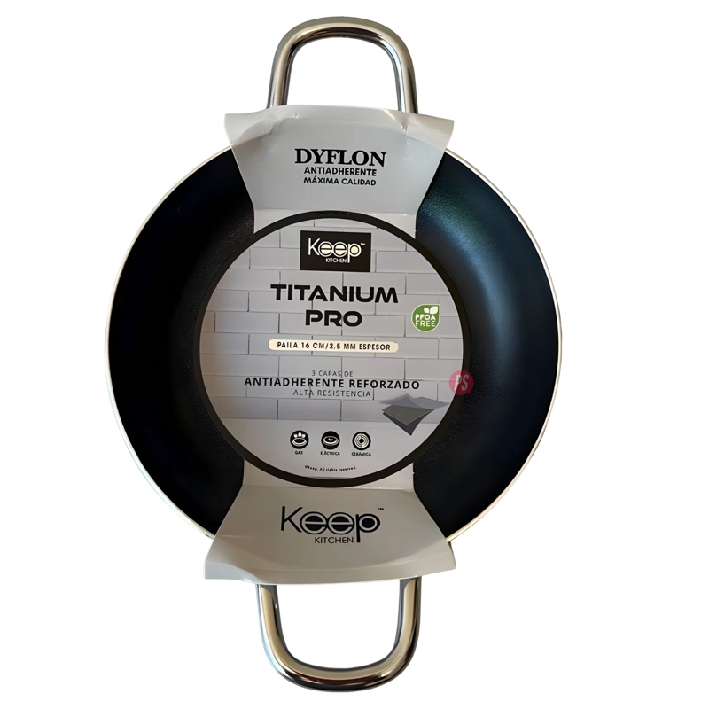 PAILA ANTIADHERENTE 16CMS TITANIUM PRO GRIS - PS - 4