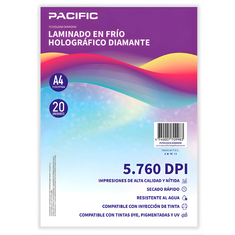 LAMINADO FRIO HOLOGRAFICO 20 HOJAS DIAMANTE A4 - PS - 1
