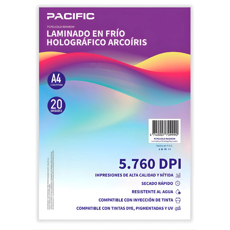 LAMINADO FRIO HOLOGRAFICO 20 HOJAS ARCOIRIS A4 - PS - 1