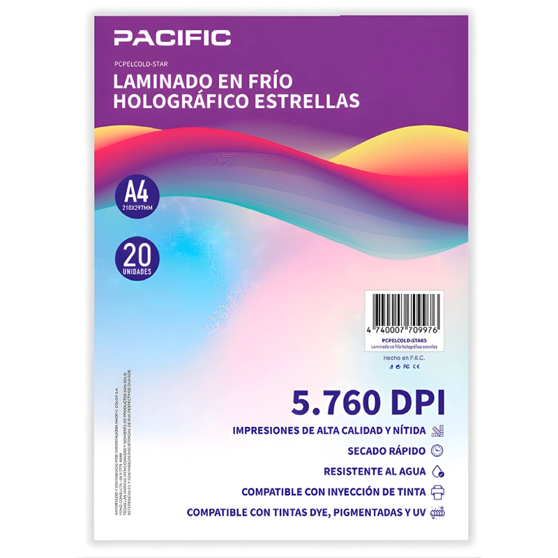 LAMINADO FRIO HOLOGRAFICO 20 HOJAS ESTRELLAS A4 - PS - 1