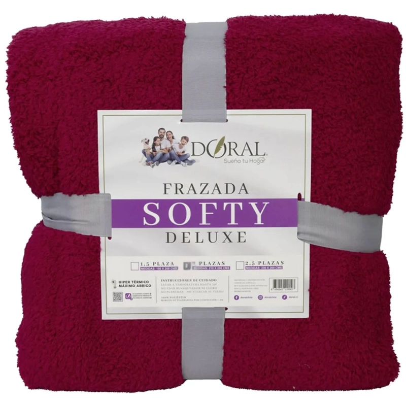 FRAZADA SOFTY LISA 1.5 PLAZAS HIPERTERMICA TONOS OSCUROS - PS - 1