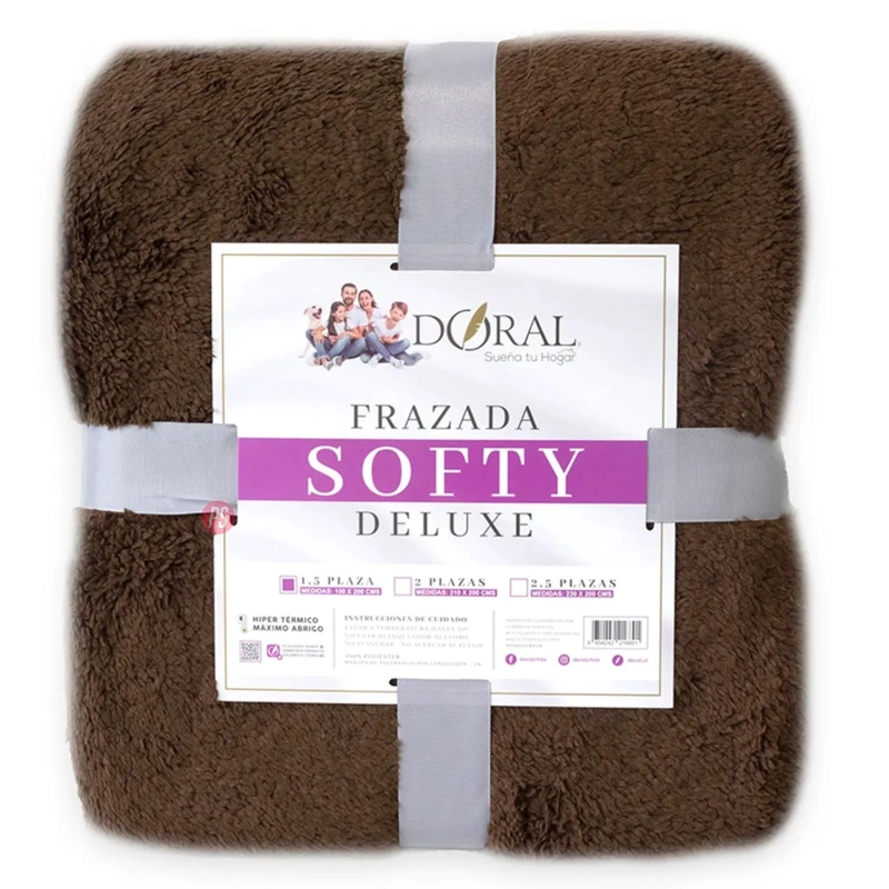 FRAZADA SOFTY LISA 1.5 PLAZAS HIPERTERMICA TONOS OSCUROS - PS - 4