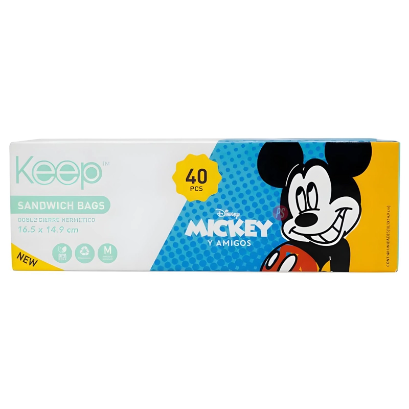 BOLSAS SANDWICH MICKEY 40 UNIDADES CIERRE HERMETICO - PS - 3