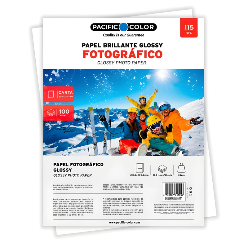 PAPEL FOTOGRAFICO GLOSSY CARTA 115G 100 HOJAS INKJET - PS - 1