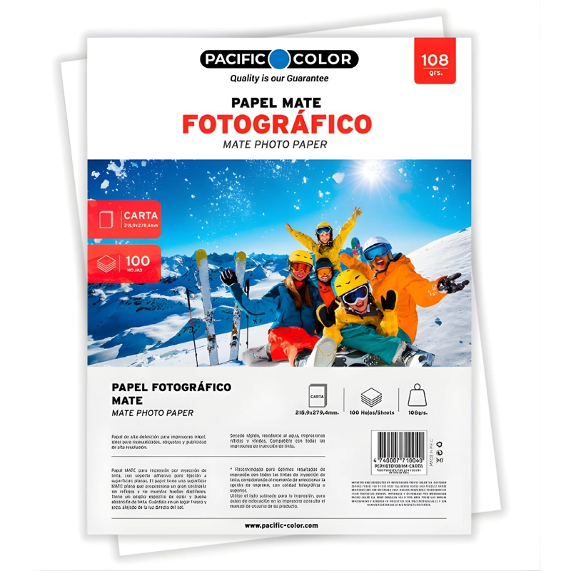 PAPEL FOTOGRAFICO MATE CARTA 108G 100 HOJAS INKJET - PS - 1
