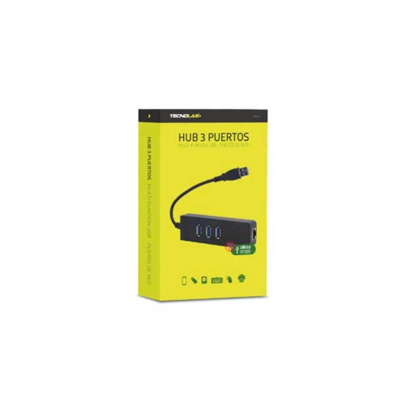 HUB USB 3 PUERTOS 3.0 Y PUERTO ETHERNET - PS - 2