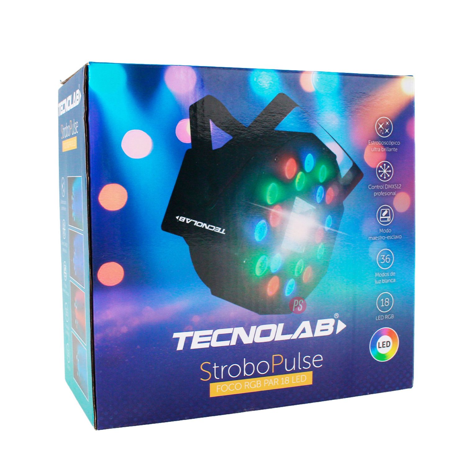 FOCO PAR RGB 18 LED 60W ESTROBOSCOPICO DMX - PS - 5