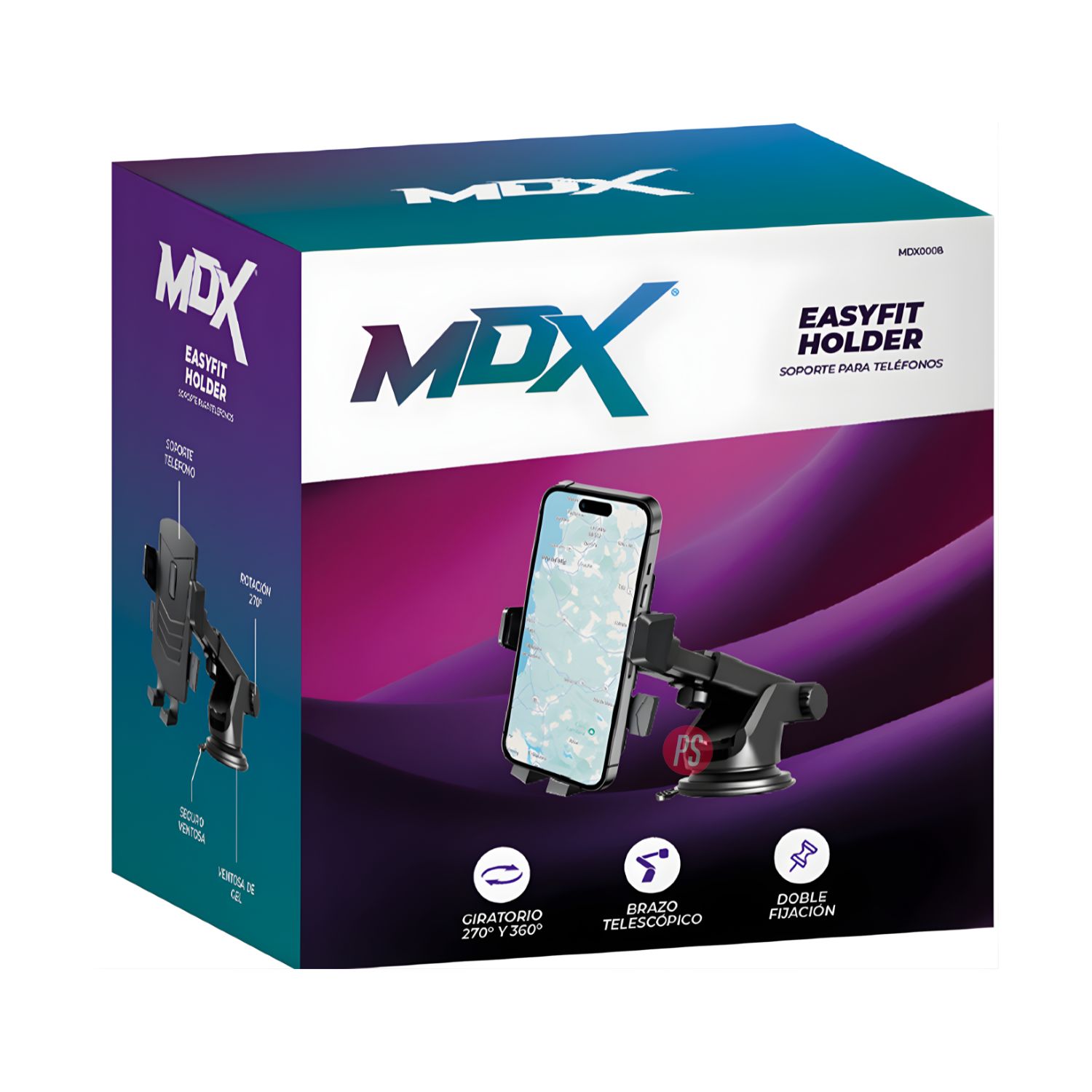 SOPORTE CELULAR AUTO 360 BRAZO AJUSTABLE VENTOSA GEL - PS - 3