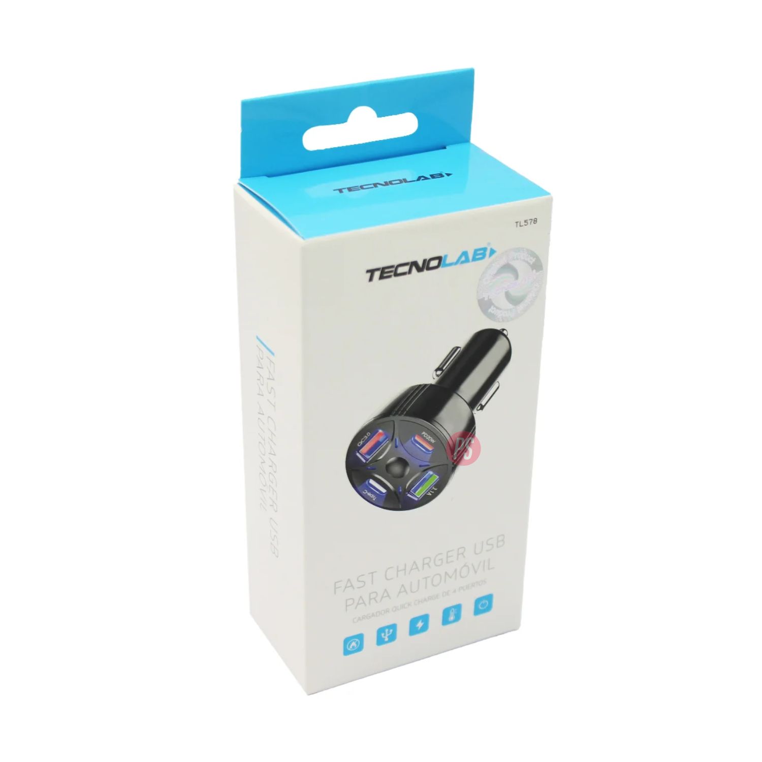CARGADOR AUTO PD QC USB-A + TIPO C 3.1A 2 PUERTOS - PS - 4