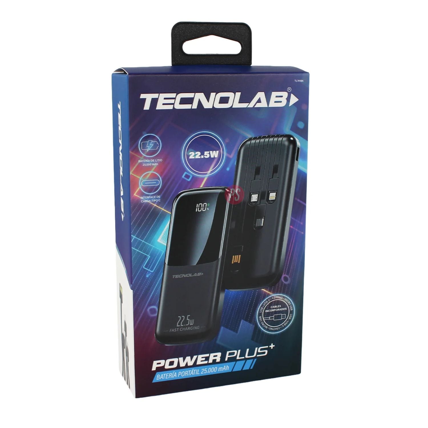 POWER BANK 25000MAH 22.5W CON 4 CABLES CARGA RAPIDA BLANCO - PS - 5