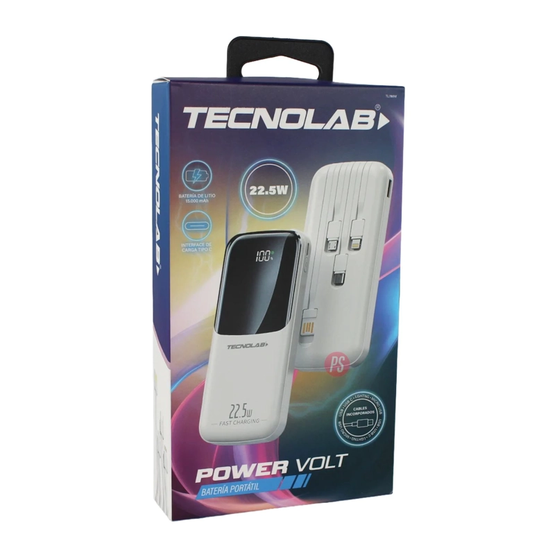 POWER BANK 15000MAH 22.5W CON 4 CABLES INTEGRADOS NEGRO - PS - 5