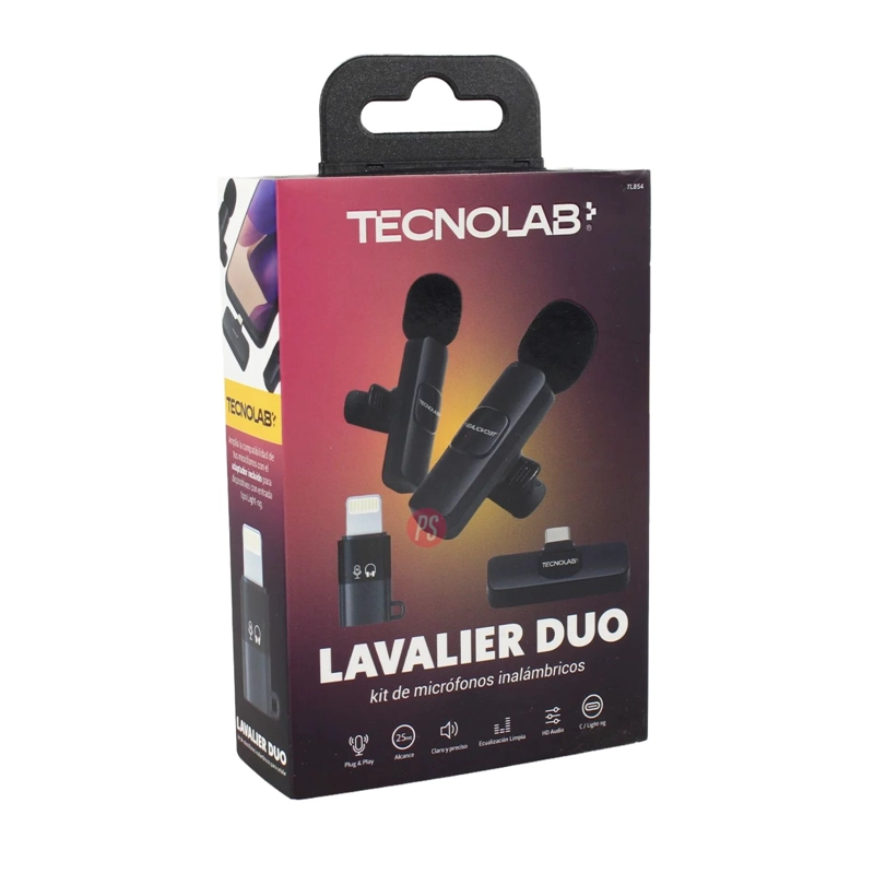 KIT 2 MICROFONOS LAVALIER INALAMBRICOS USB-C Y LIGHTNING - PS - 5