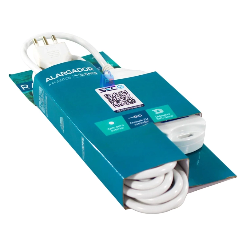 ALARGADOR ELECTRICO 4 ENCHUFES 5M SEC BLANCO - PS - 4