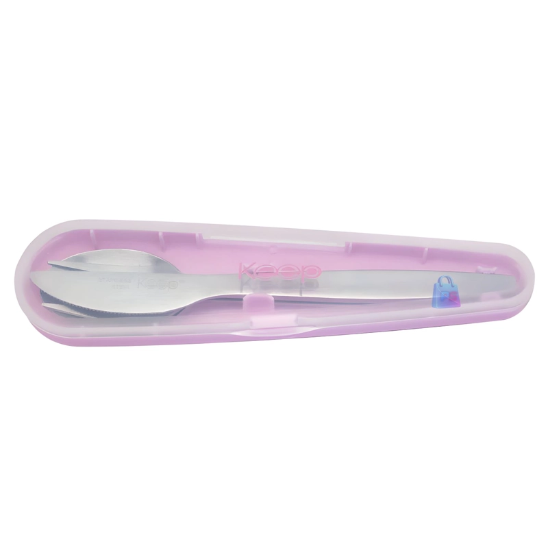HERME TICO KEEP 650ML ACERO + CUBIERTOS ON THE GO ROSA - PS - 5