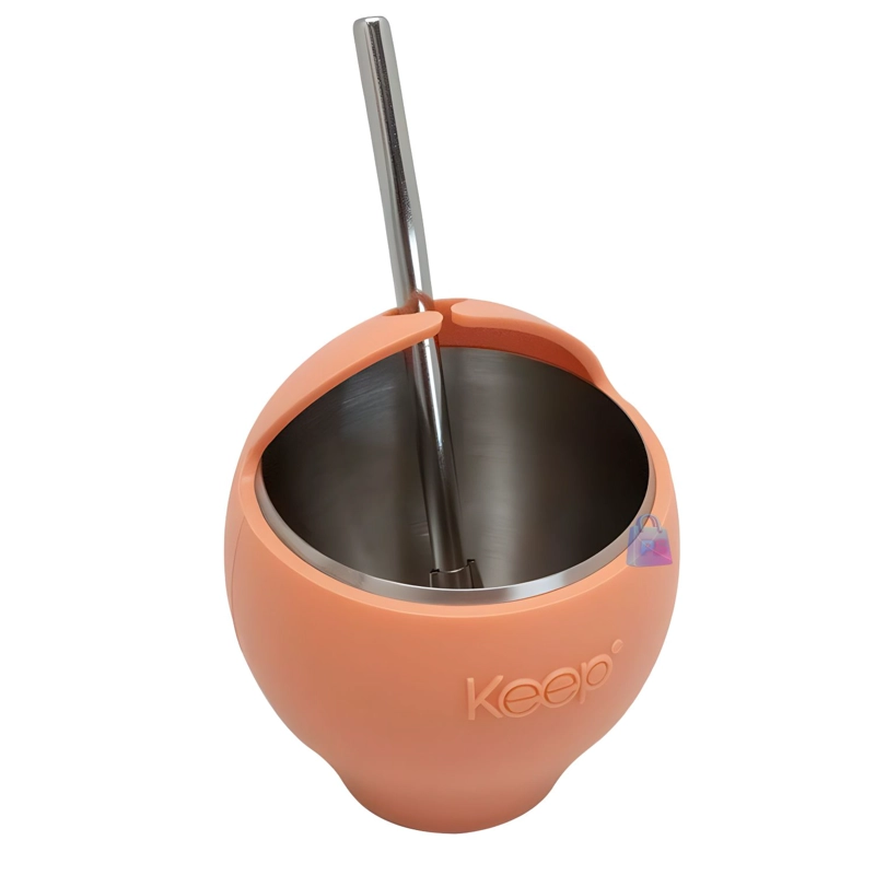 MATE ACERO INOXIDABLE 230ML CON BOMBILLA NEGRO - PS - 2
