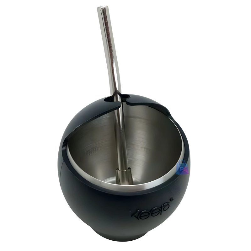 MATE ACERO INOXIDABLE 230ML CON BOMBILLA NEGRO - PS - 2