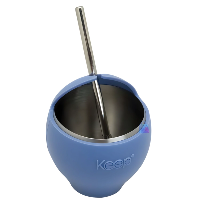 MATE ACERO INOXIDABLE 230ML CON BOMBILLA NEGRO - PS - 2