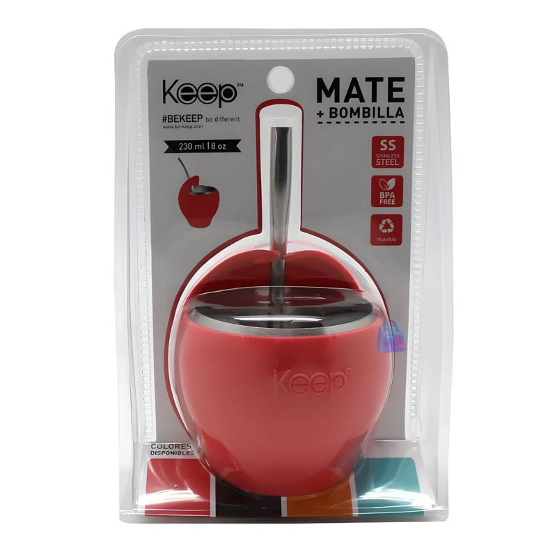 MATE ACERO INOXIDABLE 230ML CON BOMBILLA NEGRO - PS - 4