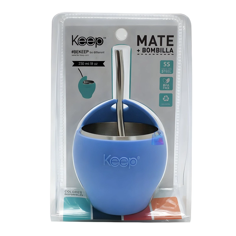 MATE ACERO INOXIDABLE 230ML CON BOMBILLA NEGRO - PS - 4